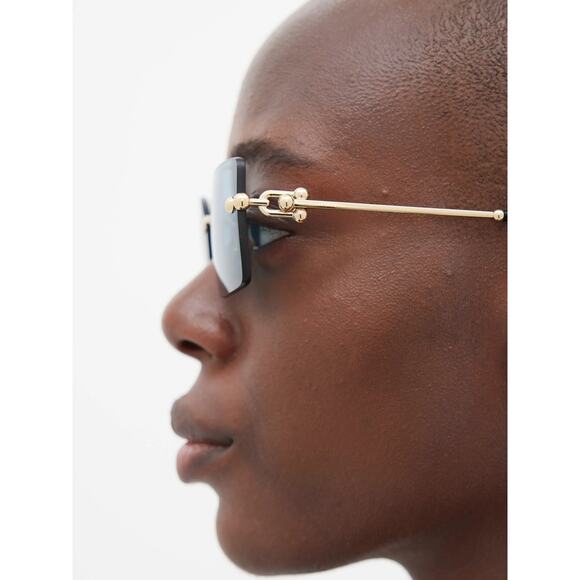 New TIFFANY & CO TF3088 610516 Rimless Gradient Blue Brown Sunglasses Gold Arms main image 4